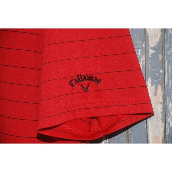 Callaway Golf Men's XL Red Striped Polo Shirt Dri-Fit Short Sleeve Wicking Athle - Picture 4 of 8